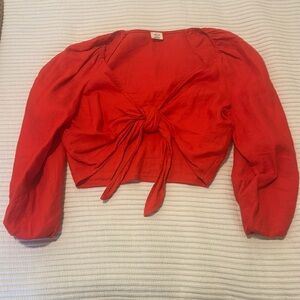 Wilfred red linen long sleeve